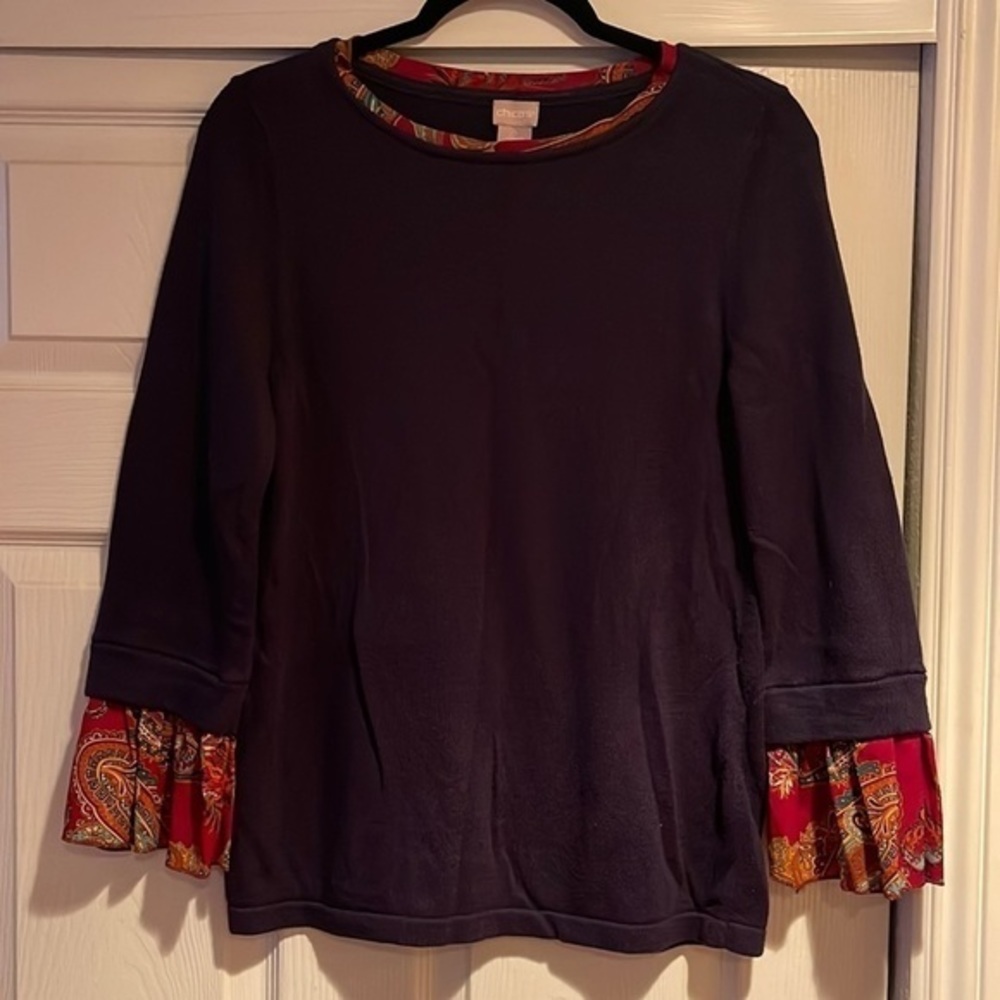 CHICO’S Size 0 Sweater With Faux Top Under.